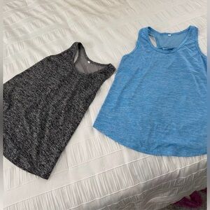 Heather Gray and Blue Sleeveless Tank Tops